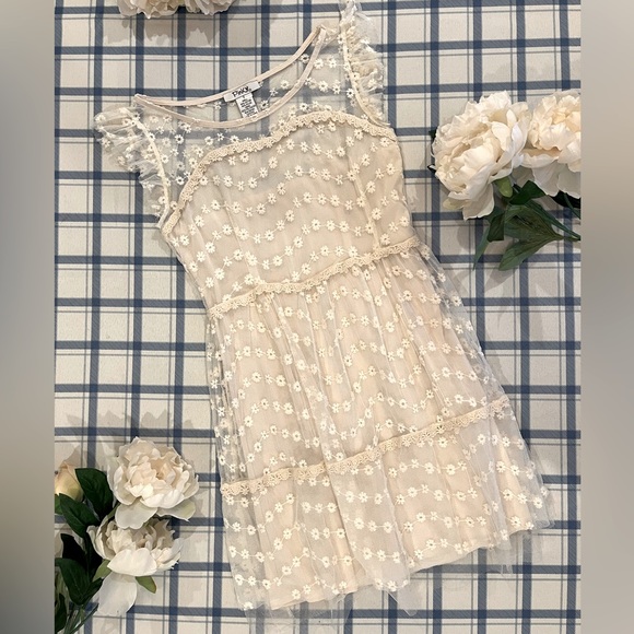 ‘Pinky’ Cream Floral Embroidered Tulle Dress - Picture 3 of 4